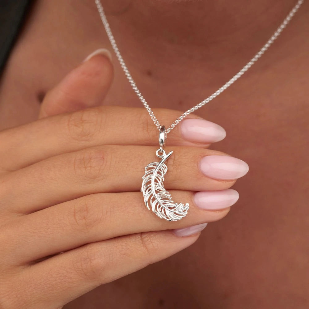 Large Silver Feather Charm CSFL