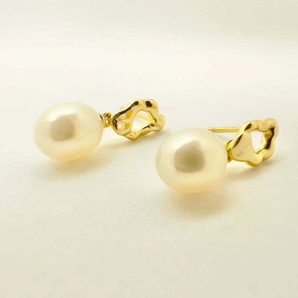 Lava Pearl Pendant Earrings