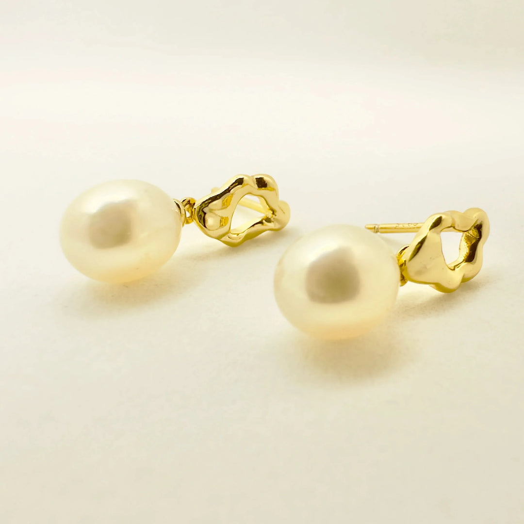 Lava Pearl Pendant Earrings