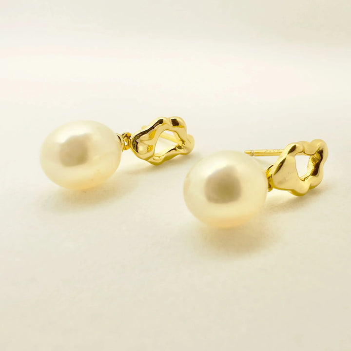 Lava Pearl Pendant Earrings