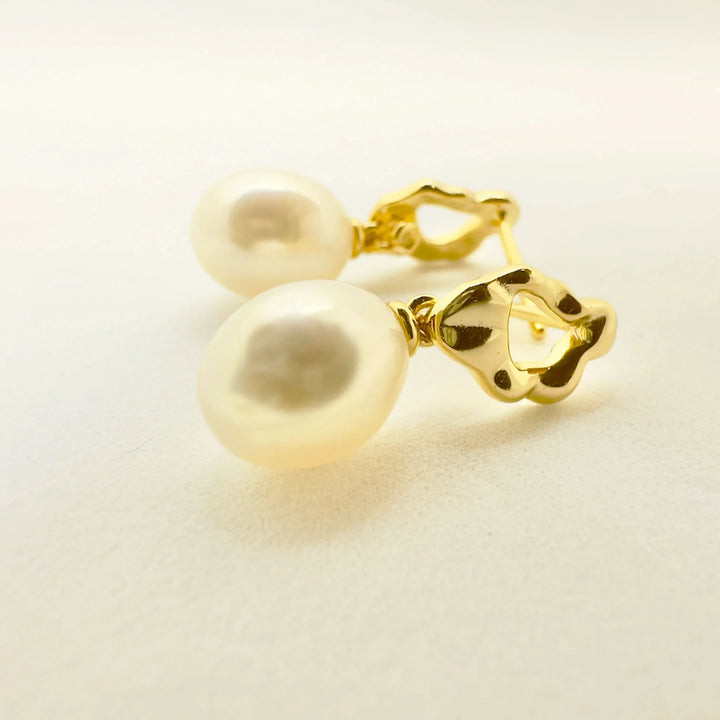 Lava Pearl Pendant Earrings