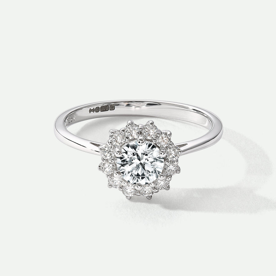 Lillian | 9ct White Gold 0.75ct tw Lab Grown Diamond Cluster Engagement Ring-0