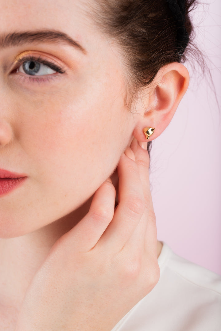 Gold Plated Fox Stud Earrings SEGFX