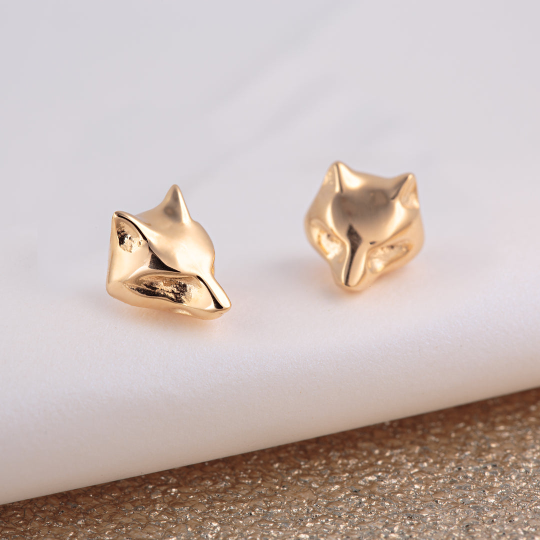 Gold Plated Fox Stud Earrings SEGFX