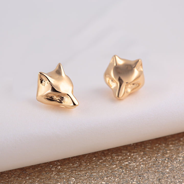 Gold Plated Fox Stud Earrings SEGFX