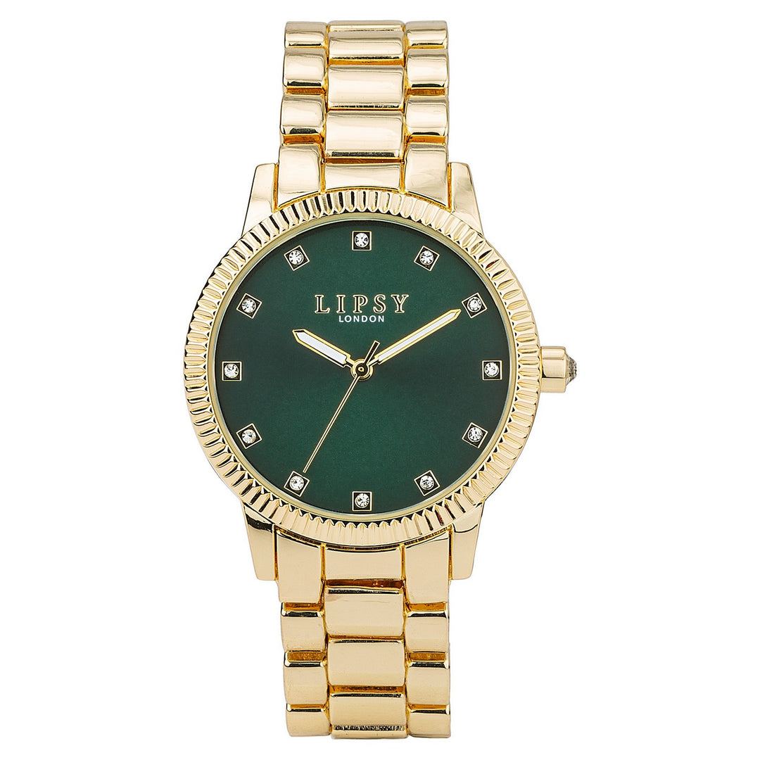 Lipsy Gold Bracelet Green Sunray Dial Watch LP984