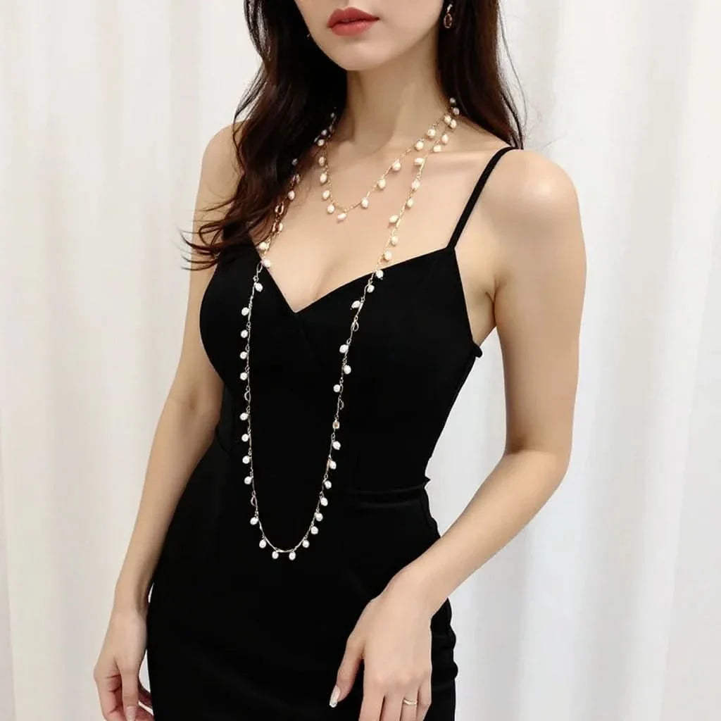 Long Freshwater Pearl Chain Necklace