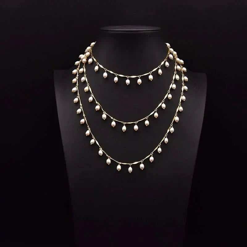 Long Freshwater Pearl Chain Necklace