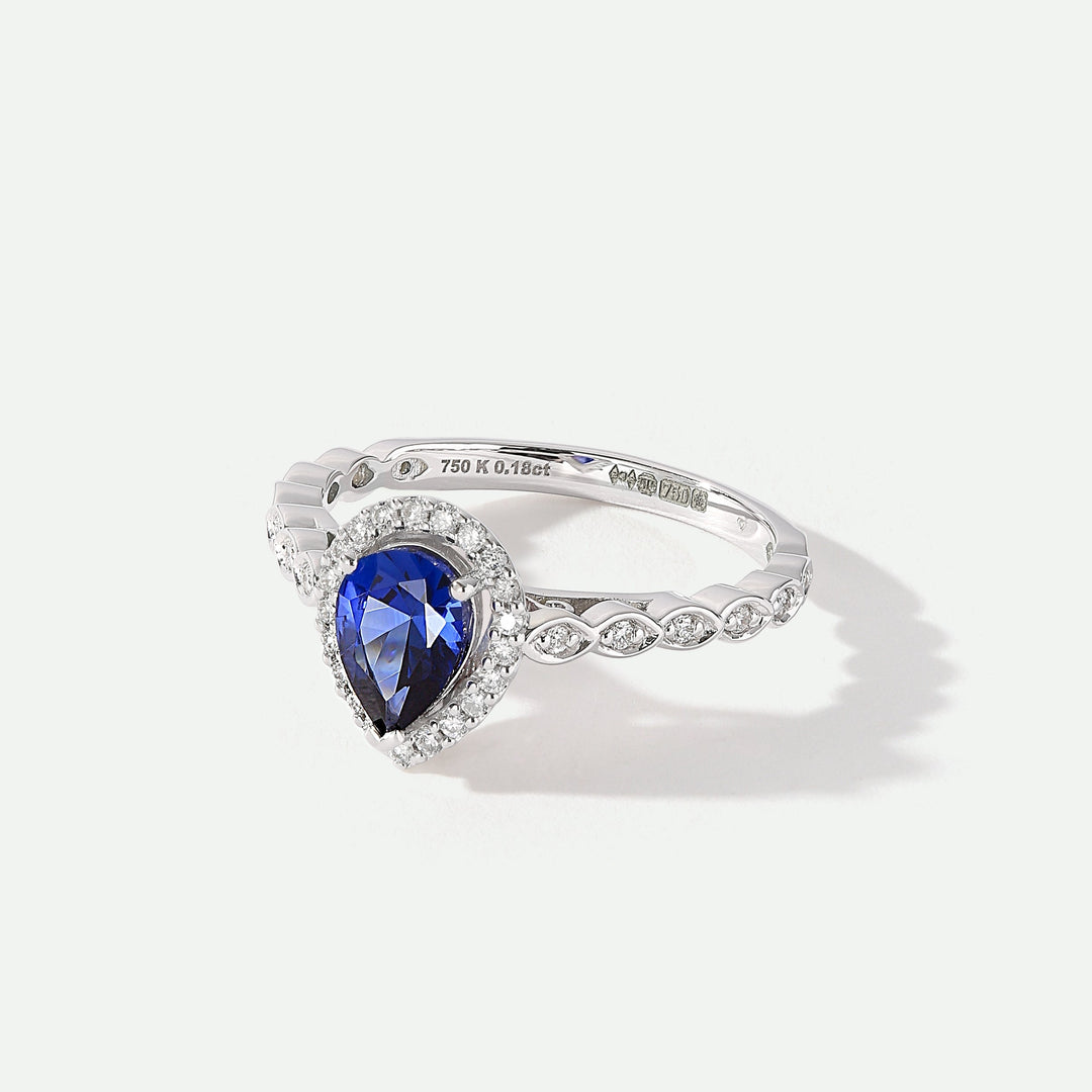 Lyra | 18ct White Gold 0.12ct tw Lab Grown Diamond and Created Sapphire Vintage Ring-2