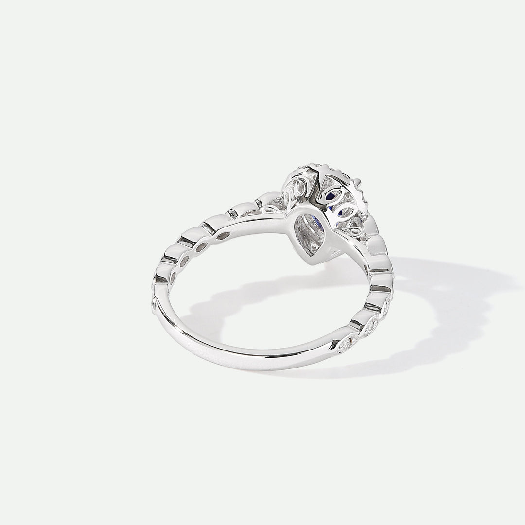 Lyra | 18ct White Gold 0.12ct tw Lab Grown Diamond and Created Sapphire Vintage Ring-3