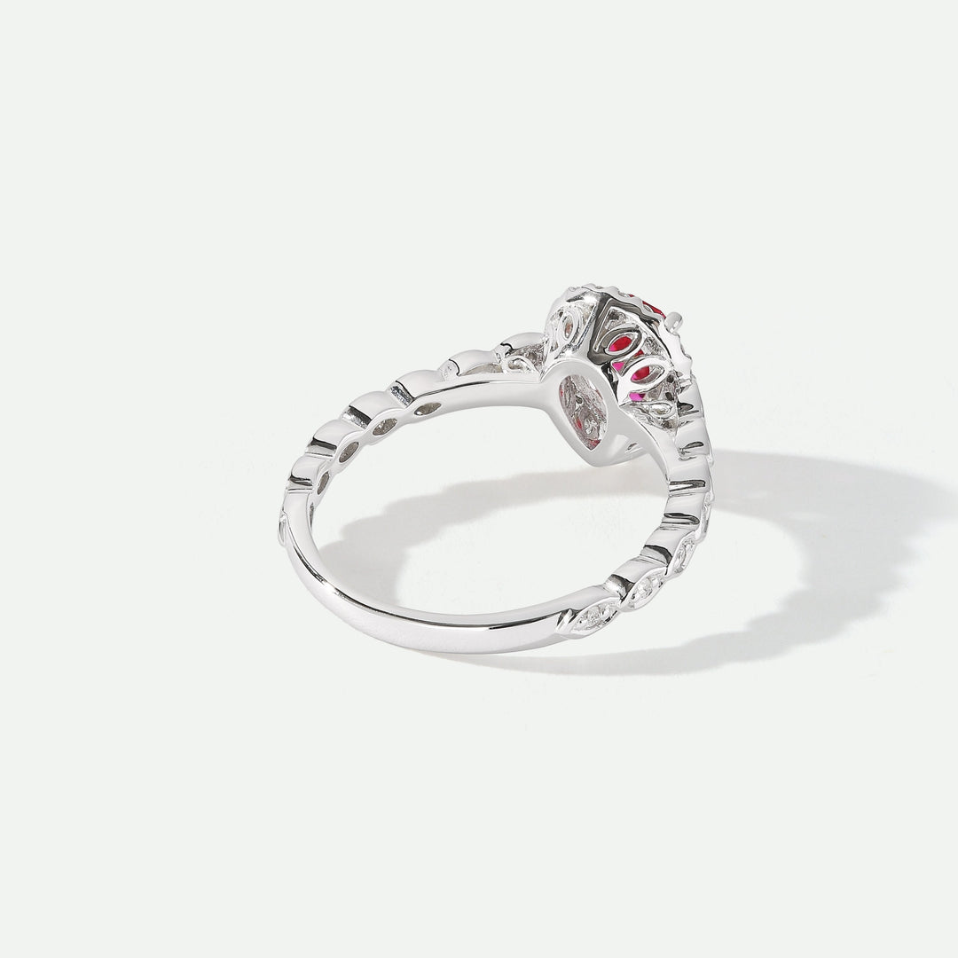 Lyra | 18ct White Gold 0.12ct tw Lab Grown Diamond and Created Ruby Vintage Ring