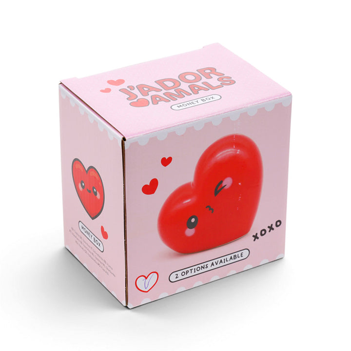 J'Adoramals Red Heart Ceramic Money Box MB274