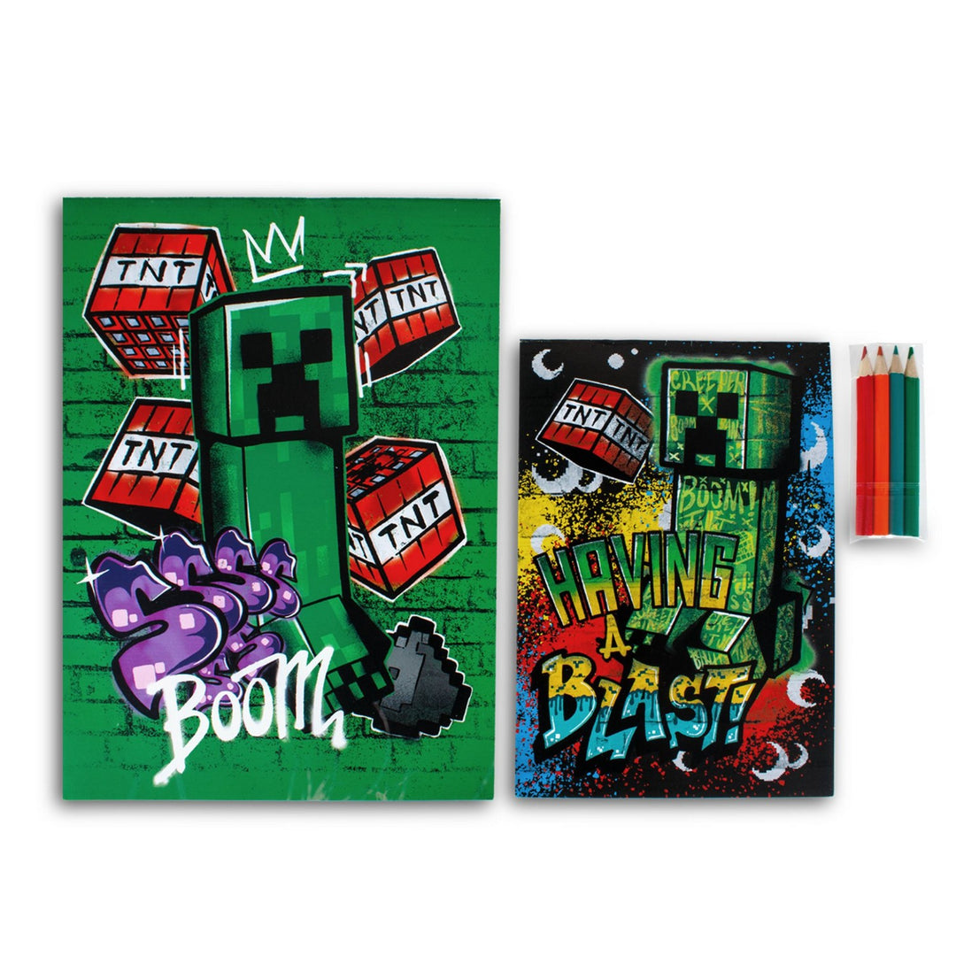 Two colorful notebooks with cartoon character design on a white background