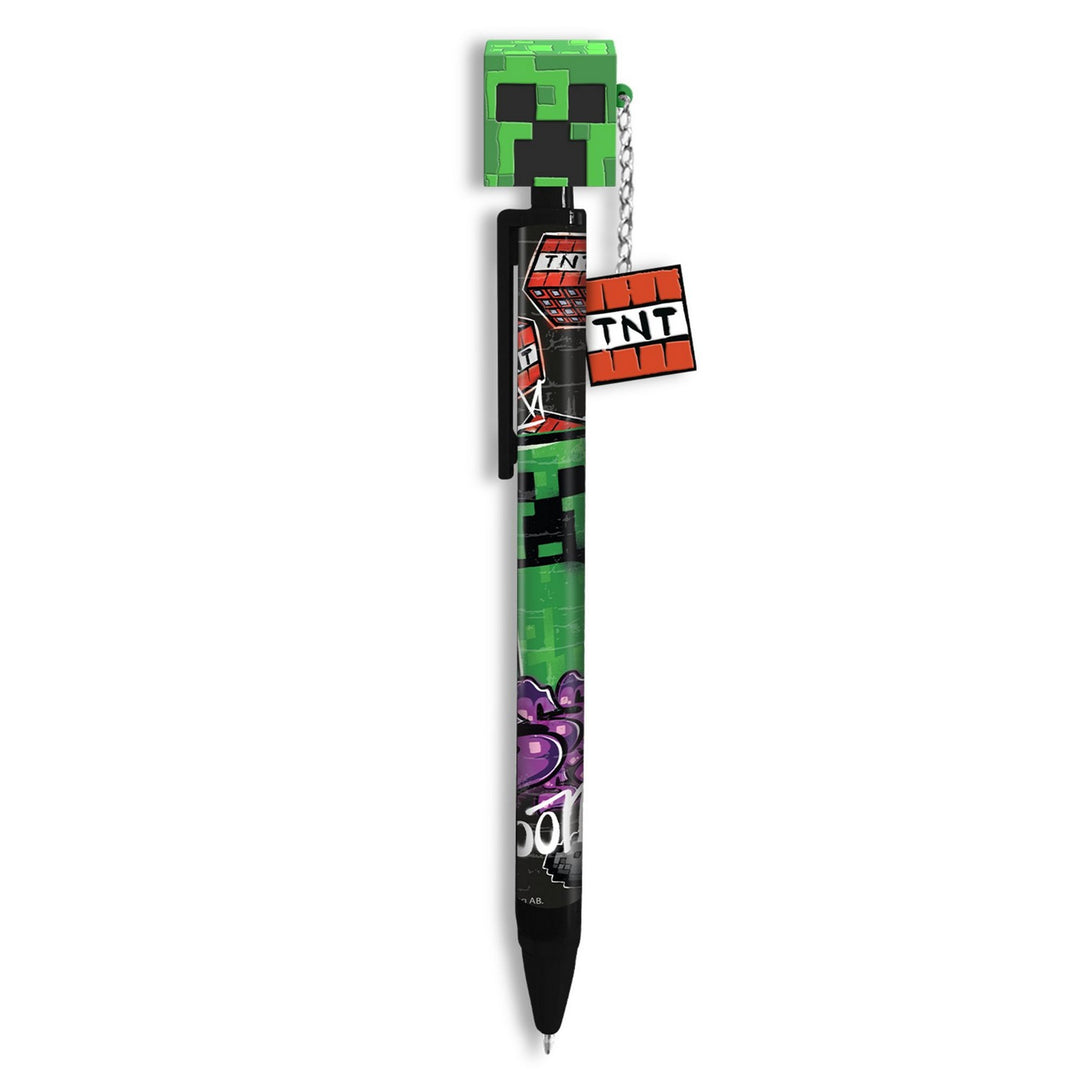 Pen with Minecraft-themed design on a white background
