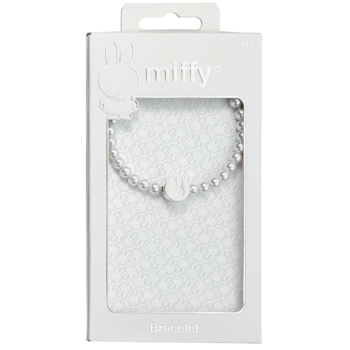Pearl bracelet in a 'muffy' branded packaging on a white background