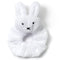 White plush bunny toy on a white background