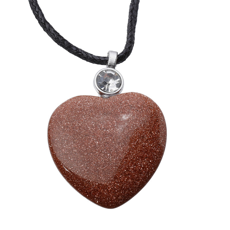 Healing Stone Gemstone Heart Shaped Pendant Necklace MIN01