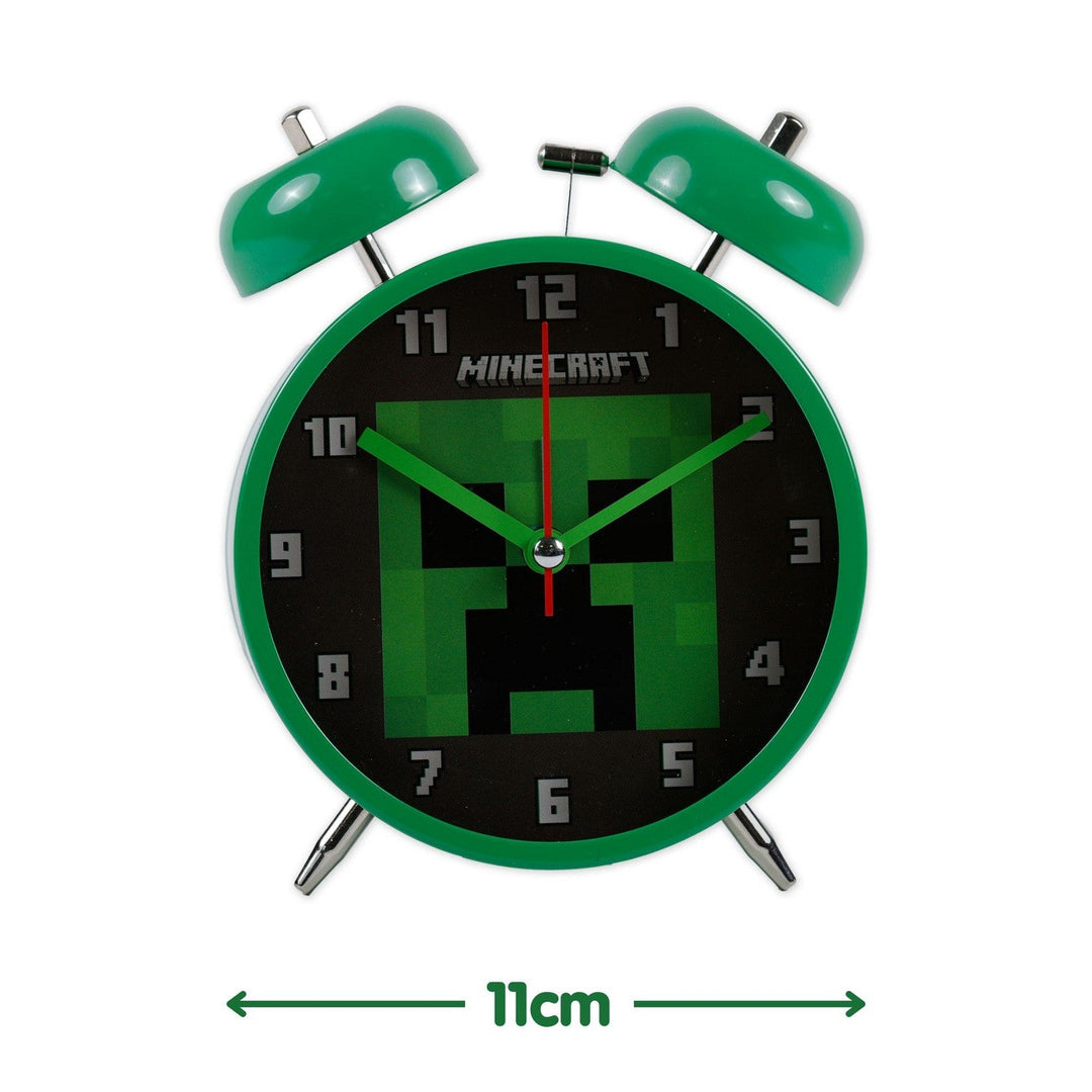 Gaming 2-Bell Desktop Alarm Clock Minecraft Green MIN3038ARG