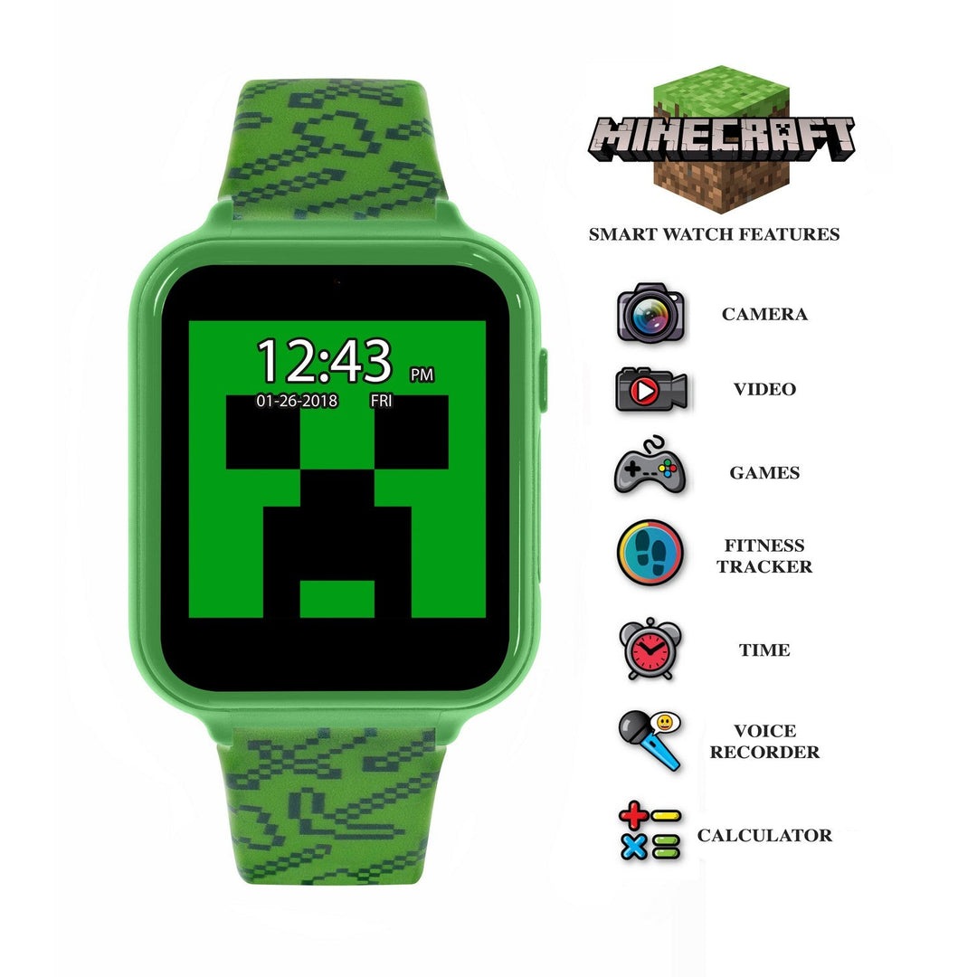 Gaming Minecraft Printed Strap Interactive Green Watch MIN4045ARG