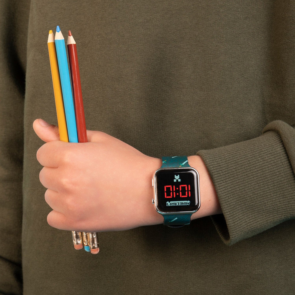 Gaming Minecraft Black Printed Strap Led Watch MIN4097ARG