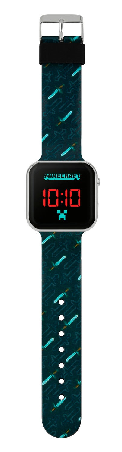 Gaming Minecraft Black Printed Strap Led Watch MIN4097ARG