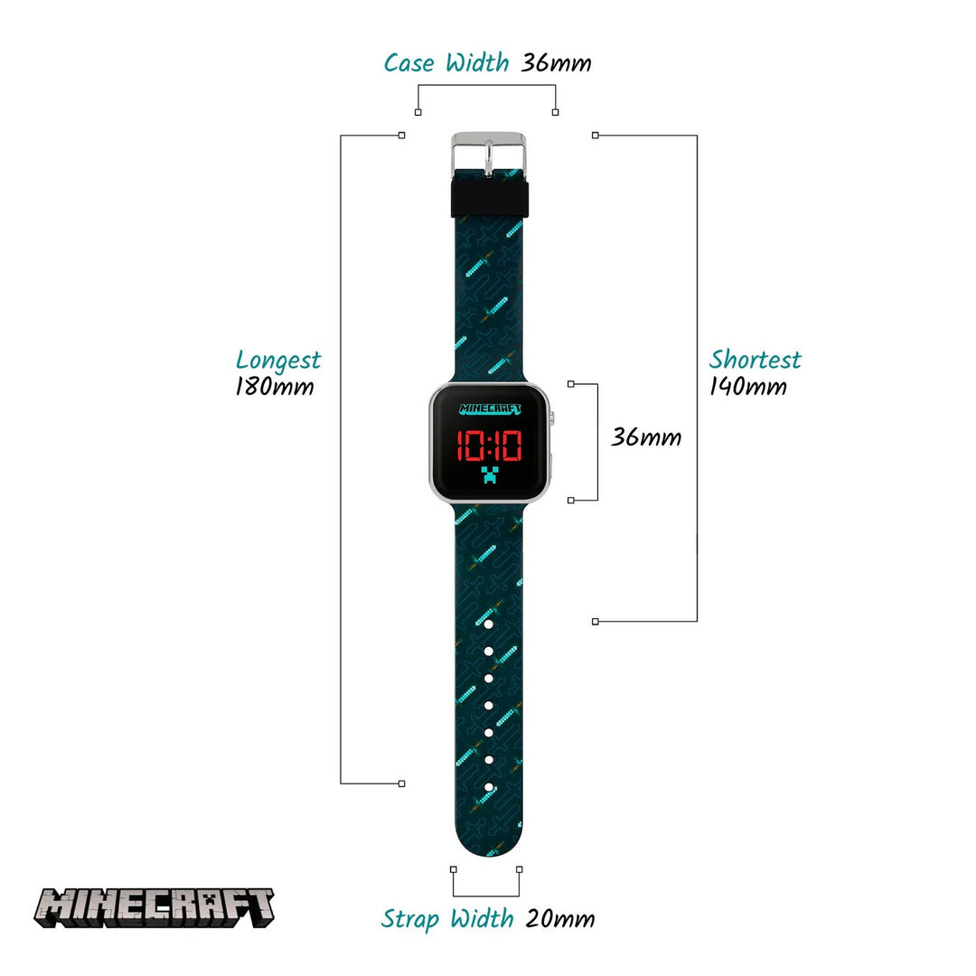 Gaming Minecraft Black Printed Strap Led Watch MIN4097ARG