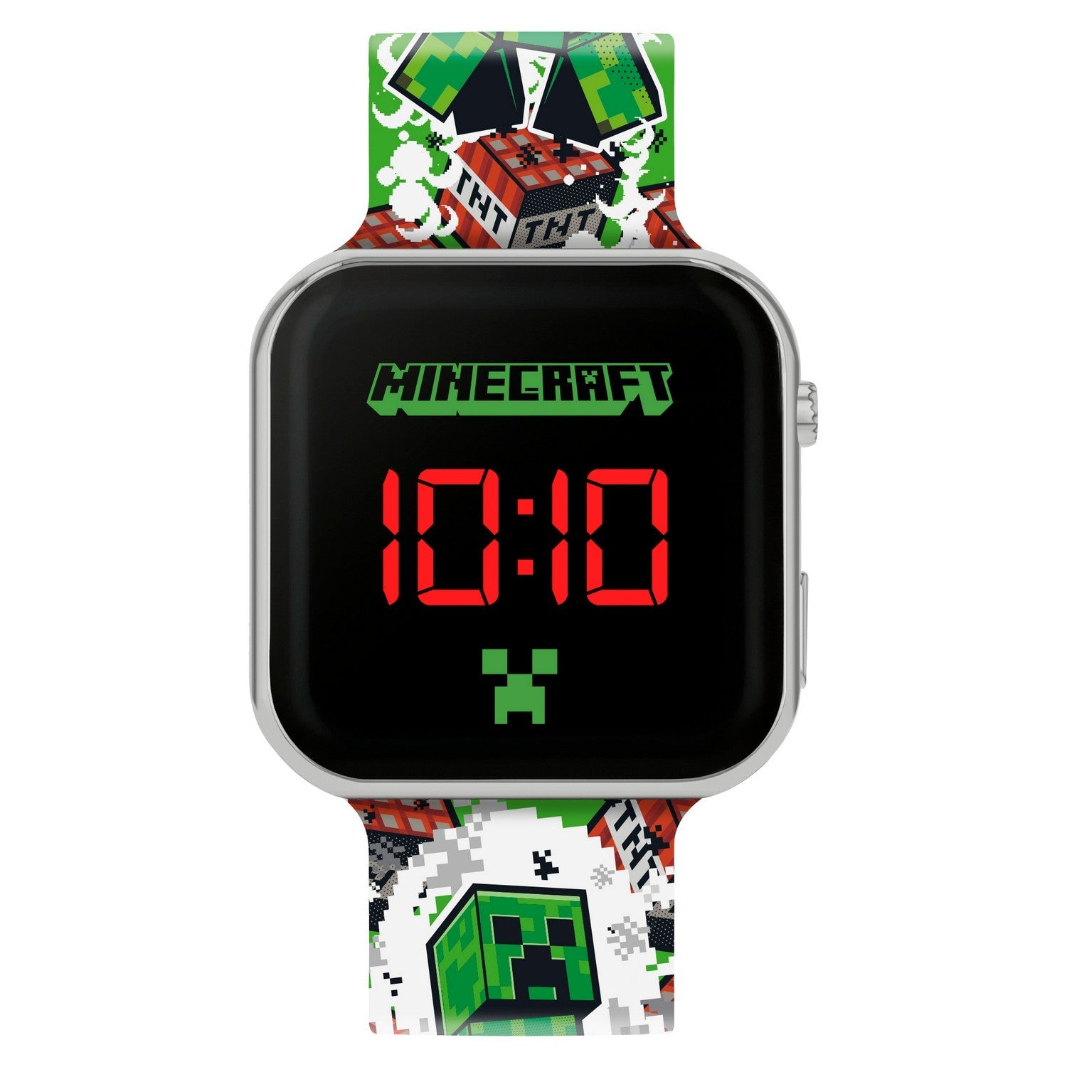 Gaming Minecraft Creeper Tnt Printed Strap Led Watch MIN4181