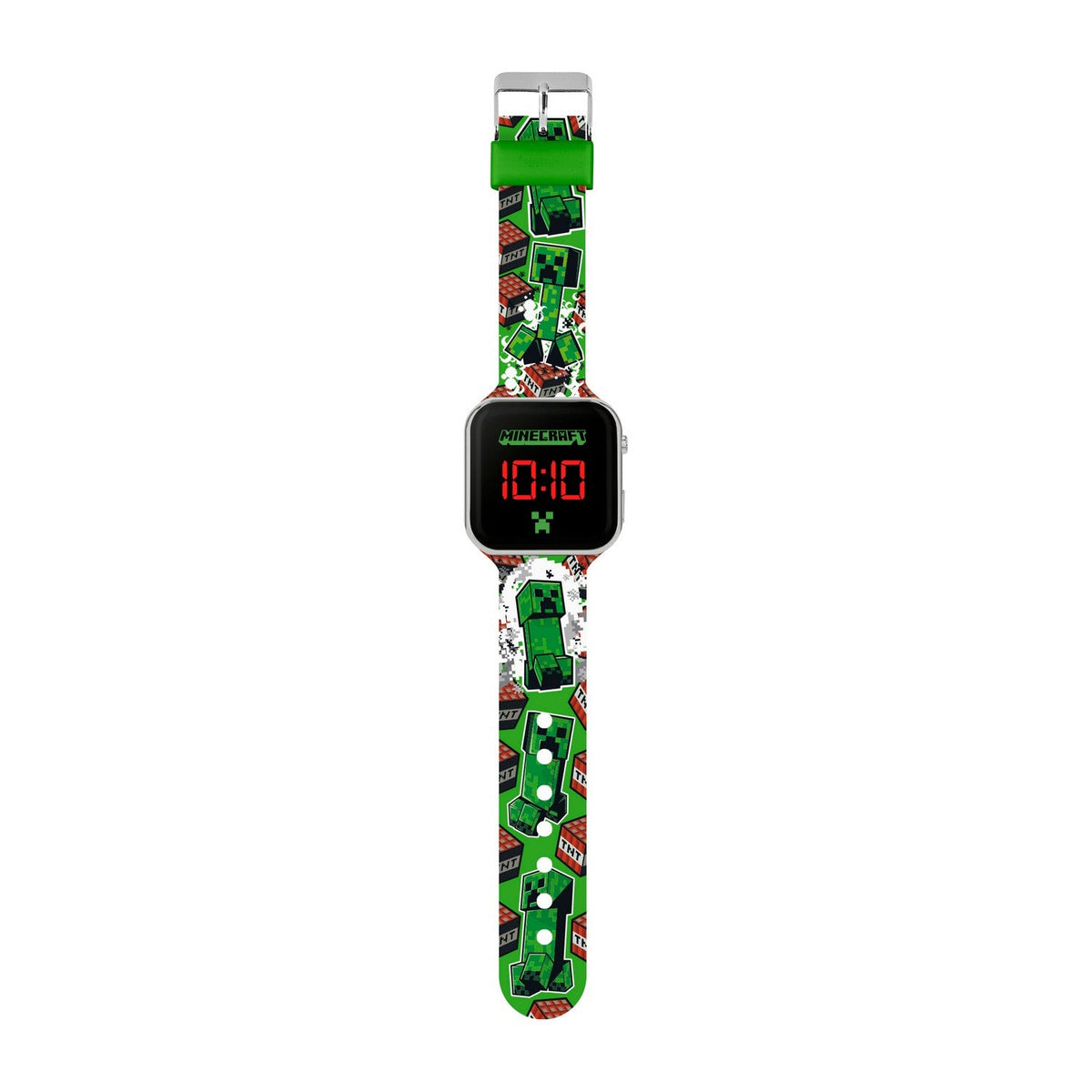 Gaming Minecraft Creeper Tnt Printed Strap Led Watch MIN4181