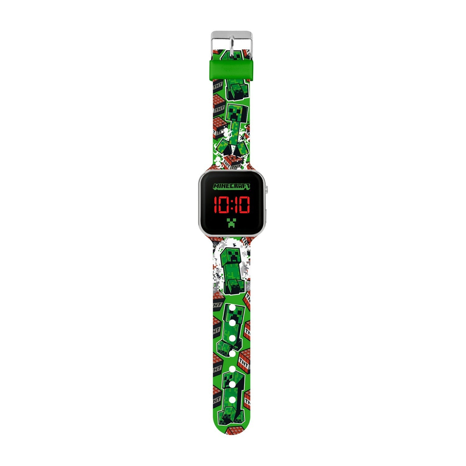 Gaming Minecraft Creeper Tnt Printed Strap Led Watch MIN4181