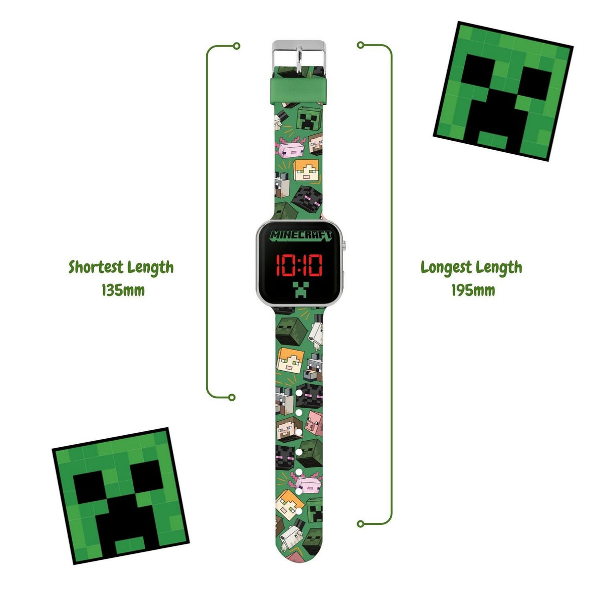 Gaming Minecraft Character Printed Led Watch MIN4230ARG