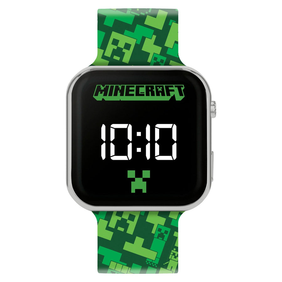 Gaming Minecraft Kreeper Printed Strap Led Green Watch MIN4273