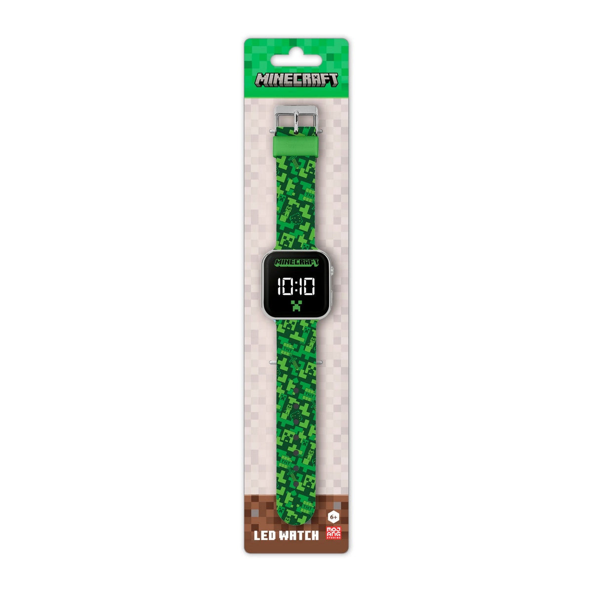 Gaming Minecraft Kreeper Printed Strap Led Green Watch MIN4273