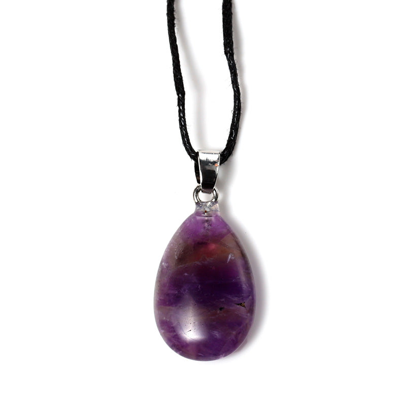 Healing Stone Gemstone Teardrop Shaped Pendant Necklace MIN47