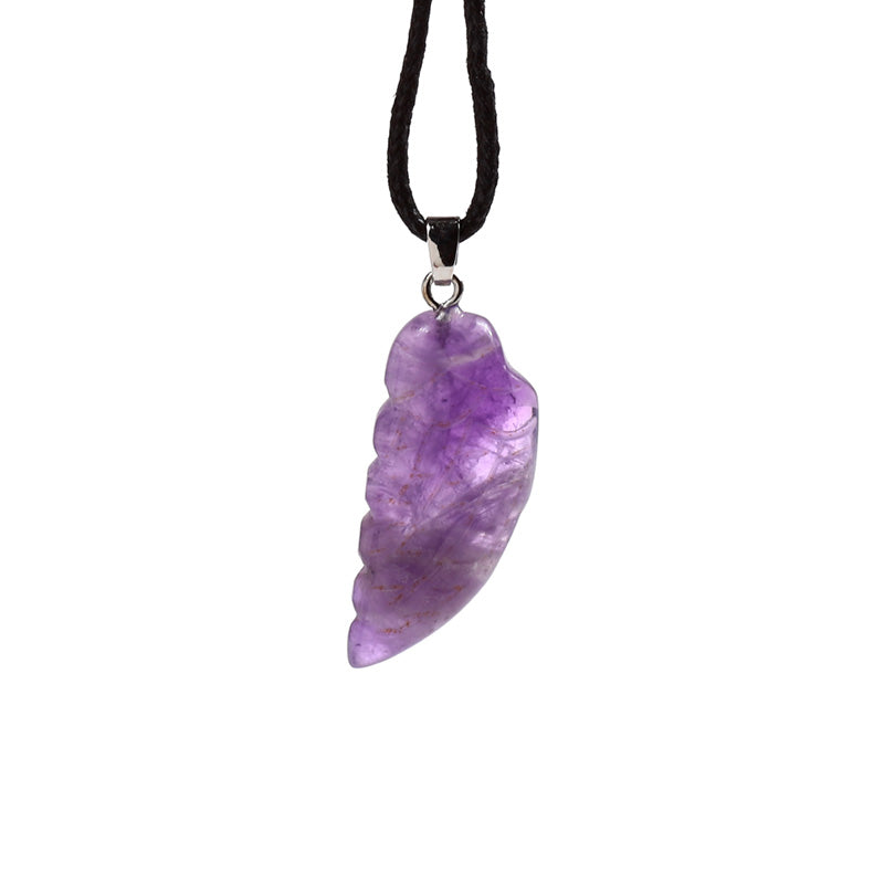 Healing Stone Gemstone Angel Wing Shaped Pendant Necklace MIN49