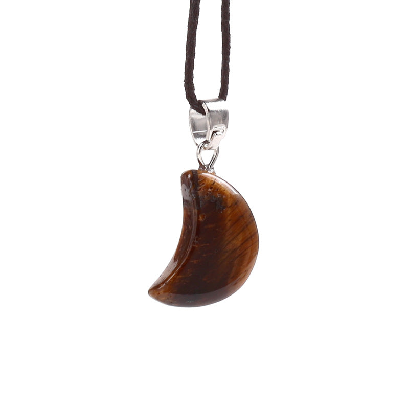Healing Stone Gemstone Moon Shaped Mini Pendant Necklace MIN51