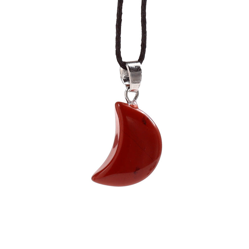Healing Stone Gemstone Moon Shaped Mini Pendant Necklace MIN51