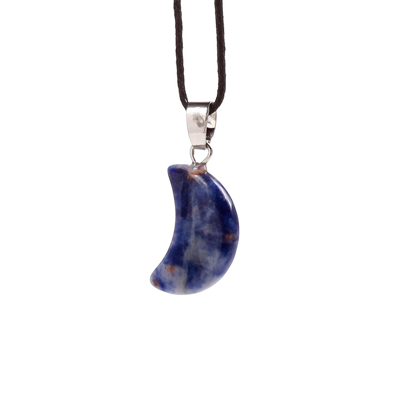 Healing Stone Gemstone Moon Shaped Mini Pendant Necklace MIN51