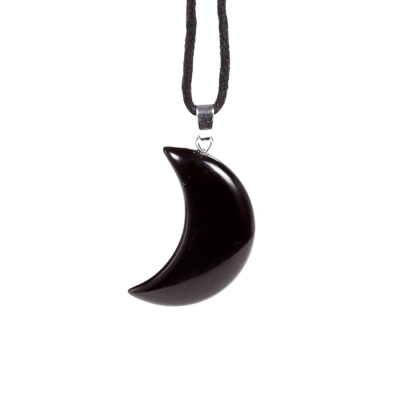 Healing Stone Gemstone Moon Shaped Pendant Necklace MIN52