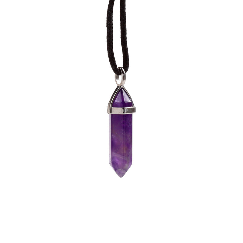 Healing Stone Gemstone Double Terminated Shaped Pendant Necklace MIN53
