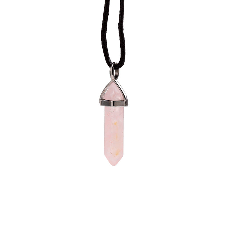 Healing Stone Gemstone Double Terminated Shaped Pendant Necklace MIN53