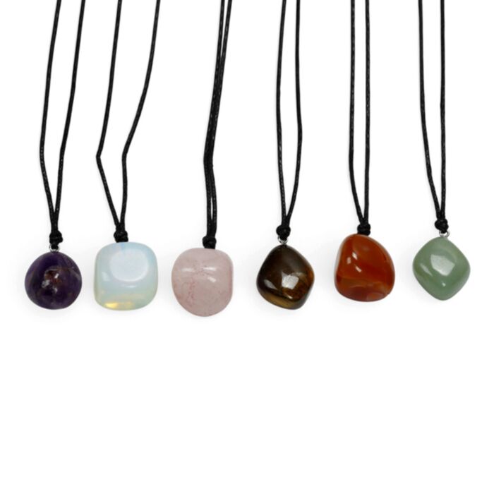 Healing Stone Tumbled Gemstone Pendant Necklace MIN58