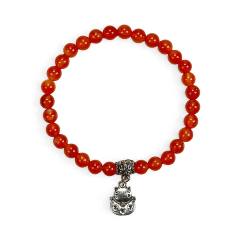 Gemstone Round Beads Beaded Bracelet with Lucky Charm MIN59