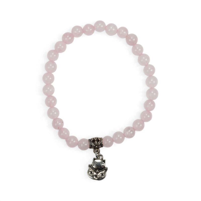 Gemstone Round Beads Beaded Bracelet with Lucky Charm MIN59