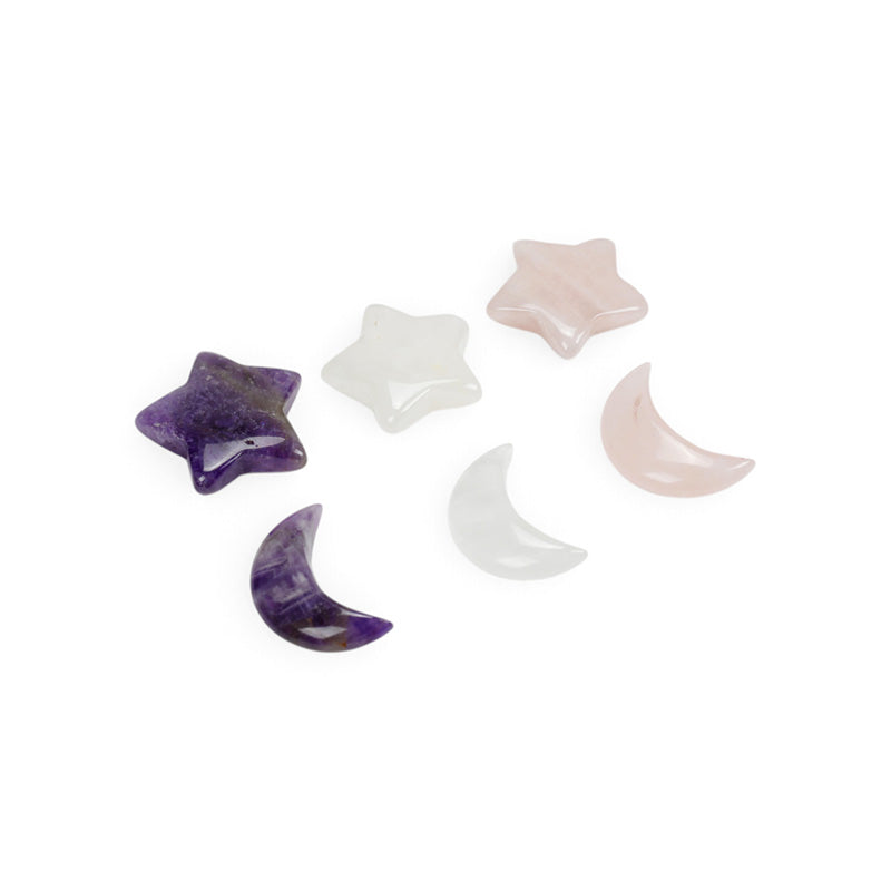 Healing Stone Set of 2 Star & Moon Gemstones MIN63