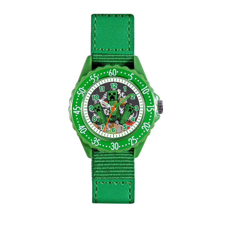 Gaming Minecraft Fabric Strap Time Teacher Textile Green Watch MIN9036ARG