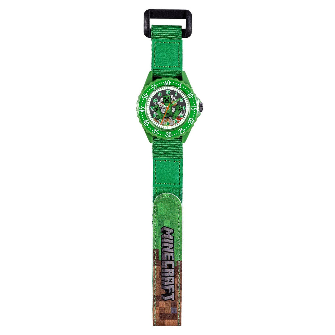 Gaming Minecraft Fabric Strap Time Teacher Textile Green Watch MIN9036ARG