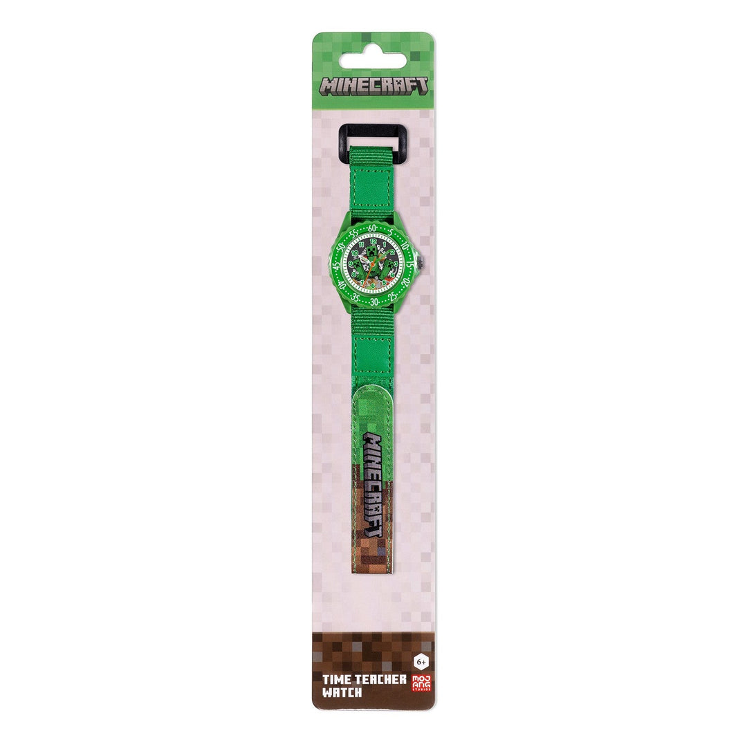 Gaming Minecraft Fabric Strap Time Teacher Textile Green Watch MIN9036ARG