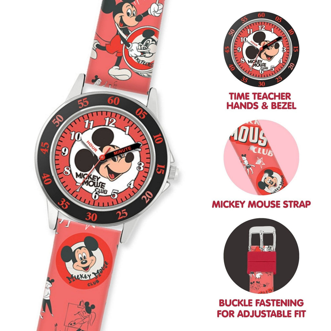 Disney Mickey & Minnie Mouse Printed Time Teacher Red MK9099