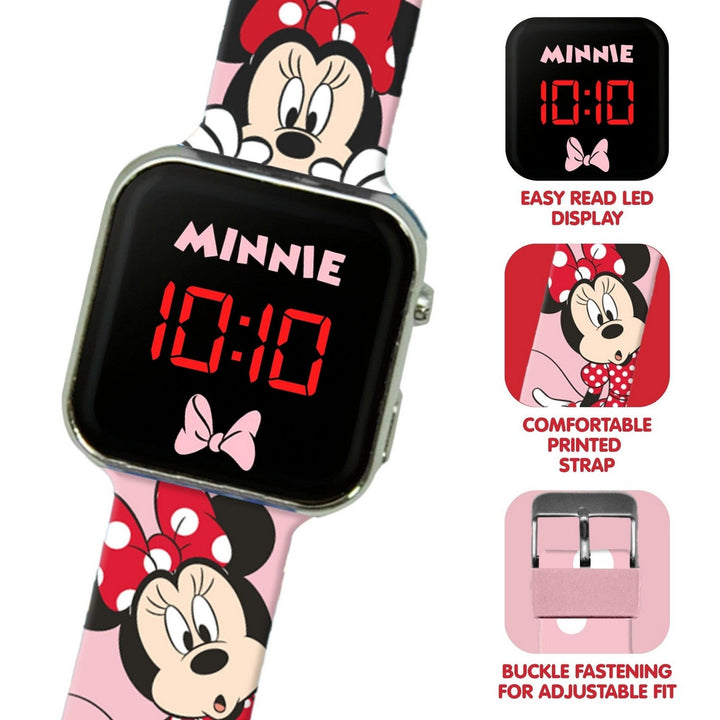 Disney Mickey & Minnie Led Red Watch MN4369