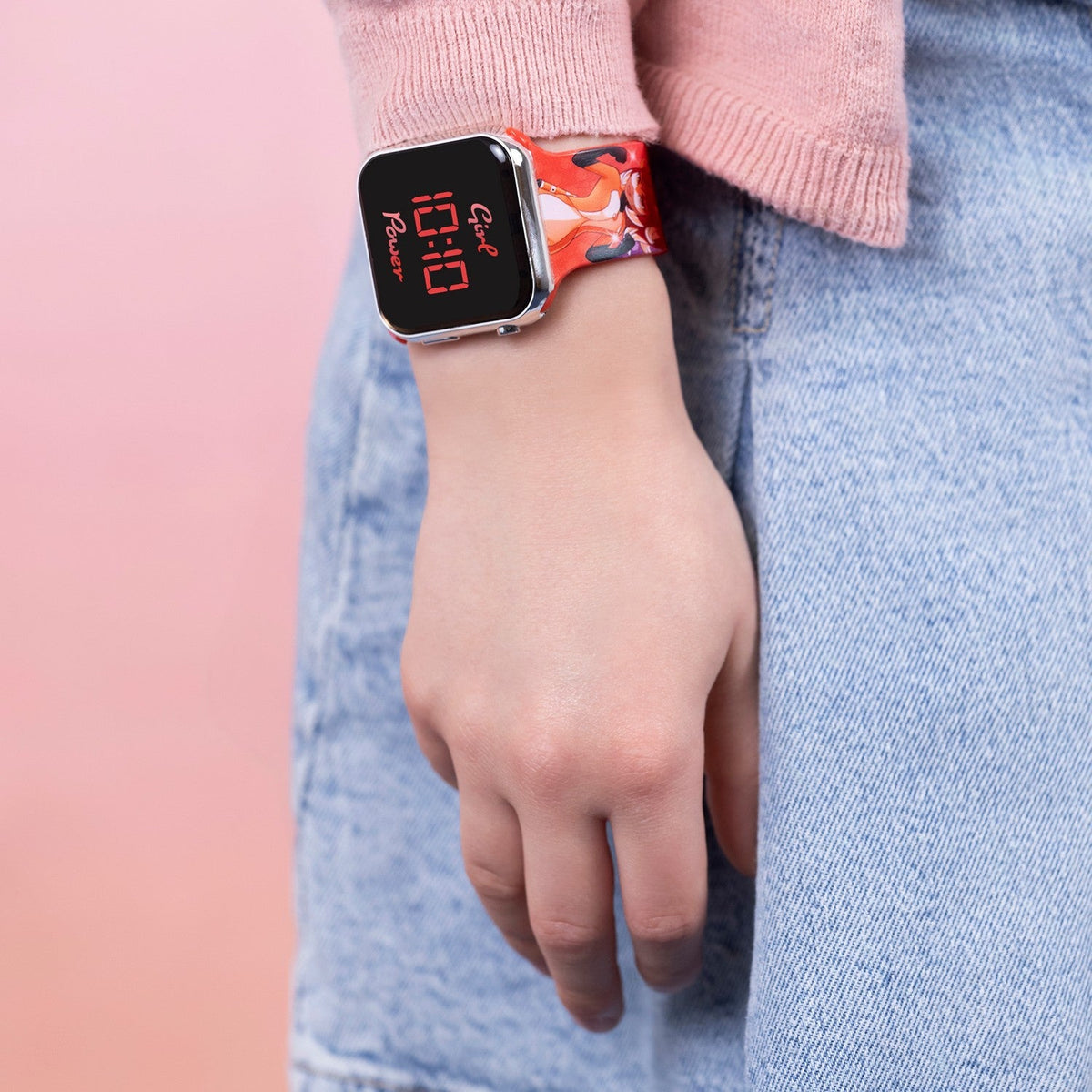 Kids Film And Cartoon Lady Bug Miraculous Ladybug Printed Strap Led Red Watch MRC4024